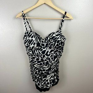 Miraclesuit Rialto Ruched One Piece Swimsuit Size 10 Animal Print Slimming